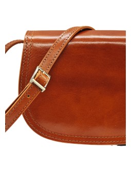 Soleil Chic - Petit Sac Besace Cuir Vintage Cognac