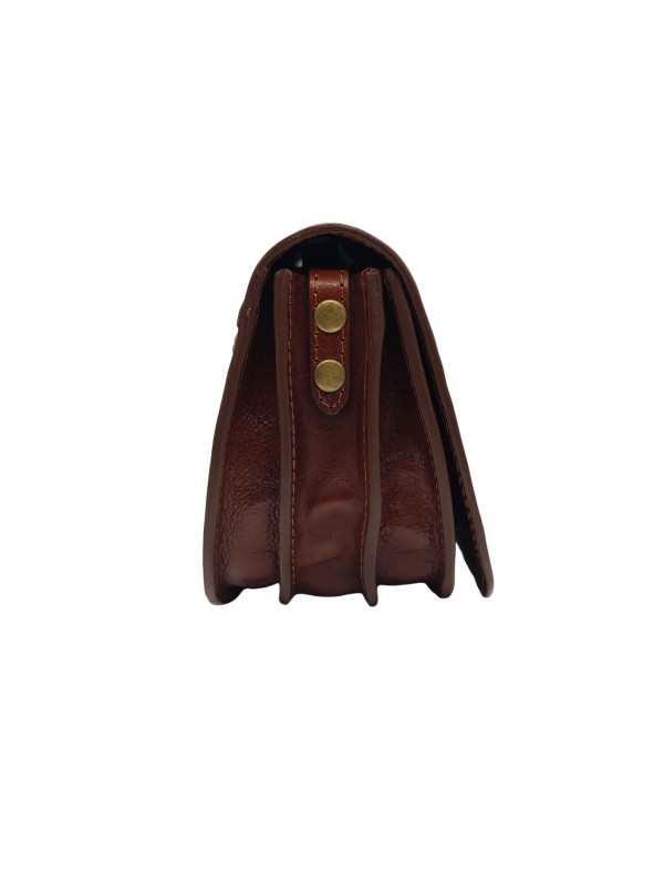 Soleil Chic - Petit Sac Besace Cuir Vintage Marron
