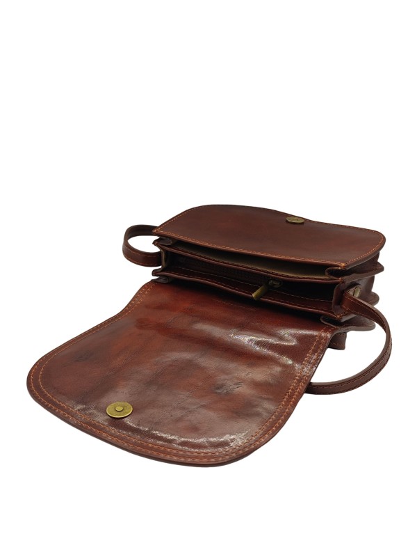 Soleil Chic - Petit Sac Besace Cuir Vintage Marron