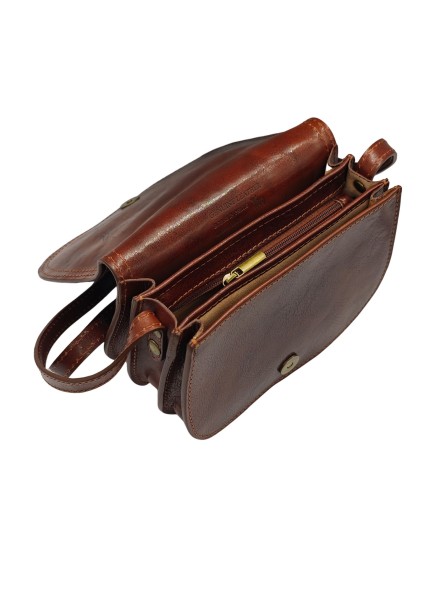 Soleil Chic - Petit Sac Besace Cuir Vintage Marron