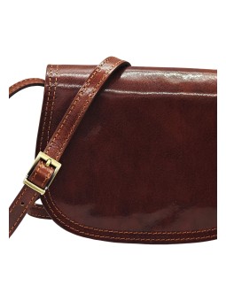 Soleil Chic - Petit Sac Besace Cuir Vintage Marron