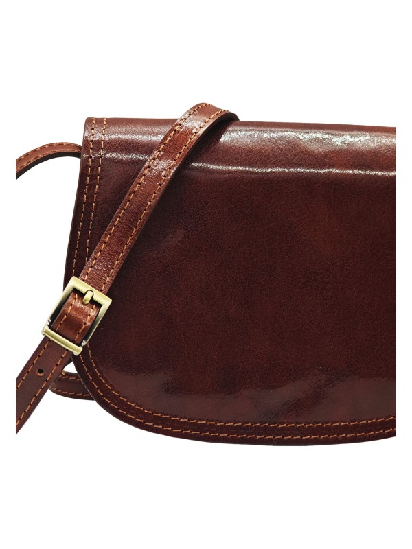Soleil Chic - Petit Sac Besace Cuir Vintage Marron