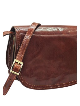 Soleil Chic - Petit Sac Besace Cuir Vintage Marron
