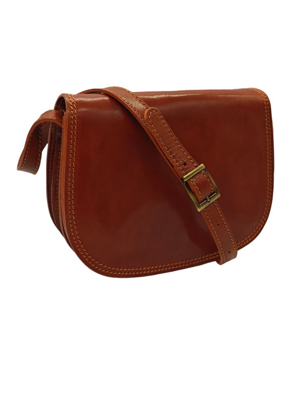 Soleil Chic - Sac Besace Cuir Vintage Cognac