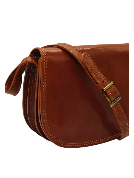 Soleil Chic - Sac Besace Cuir Vintage Cognac