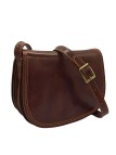 Soleil Chic - Sac Besace Cuir Vintage Marron