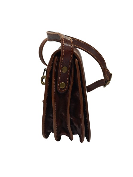 Soleil Chic - Sac Besace Cuir Vintage Marron