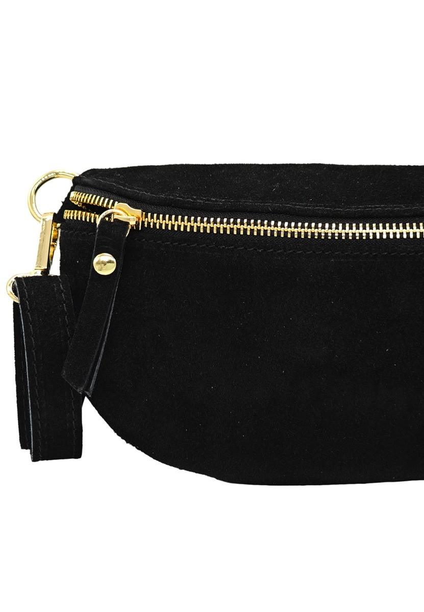 Soleil Chic Sac Banane cuir Demi Lune Nubuck Noir