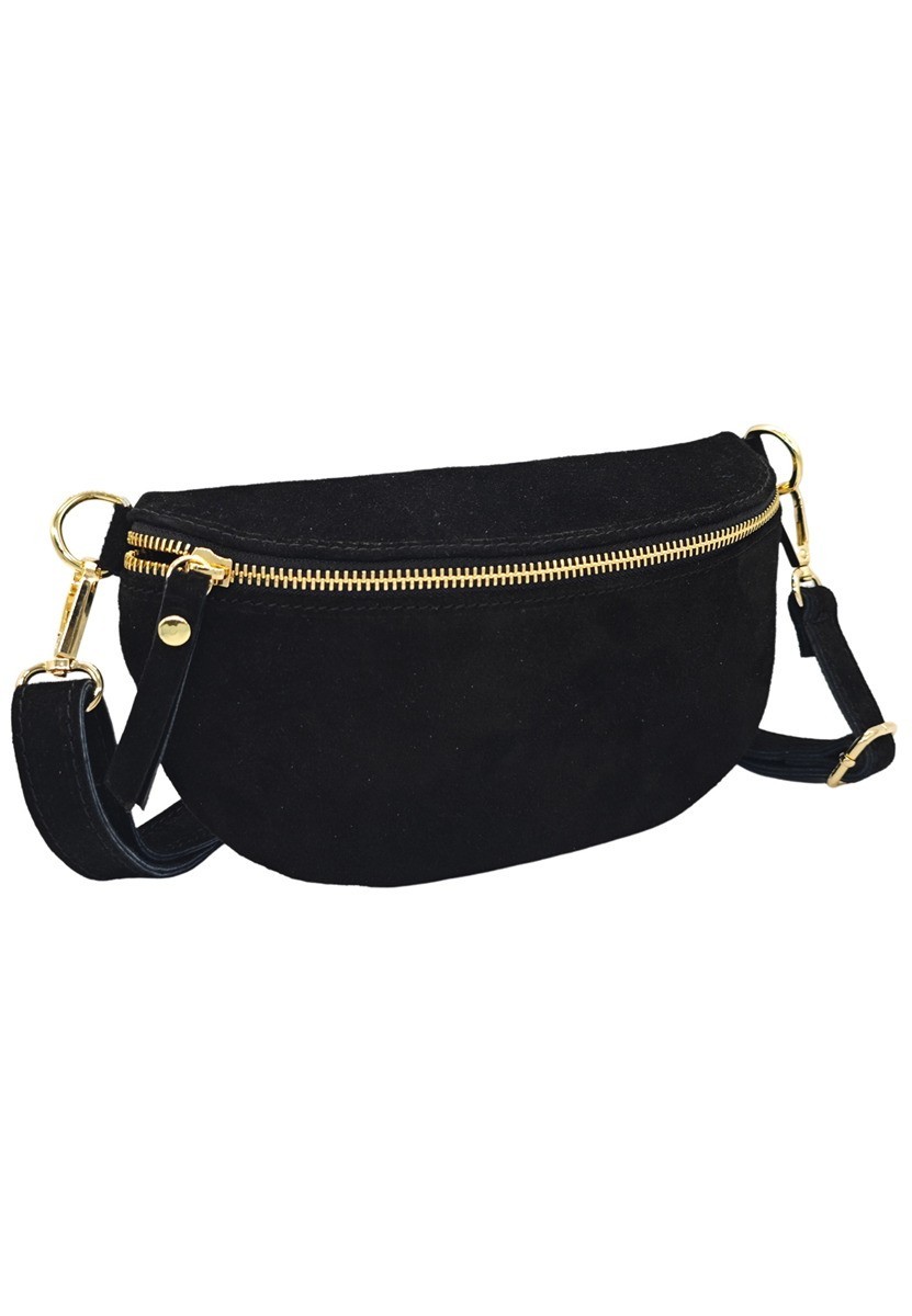 Soleil Chic Sac Banane cuir Demi Lune Nubuck Noir