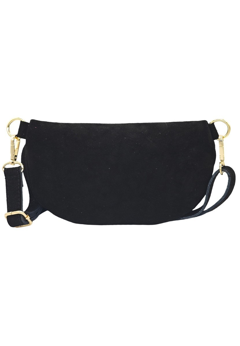 Soleil Chic Sac Banane cuir Demi Lune Nubuck Noir