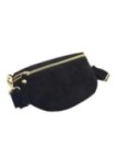 Soleil Chic Sac Banane cuir Demi Lune Nubuck Noir