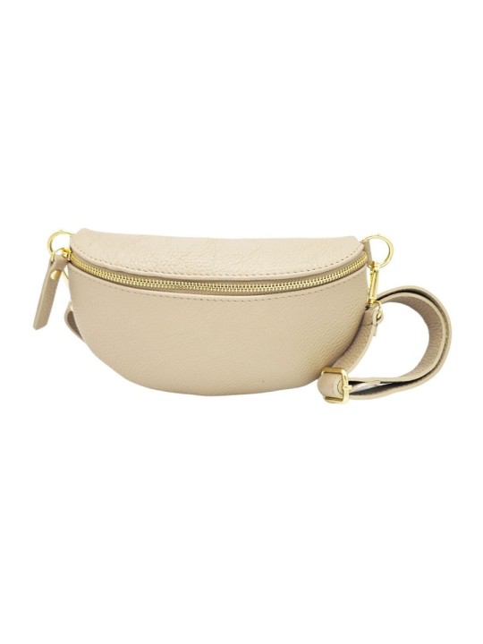 Soleil Chic Sac Banane cuir Demi Lune Beige