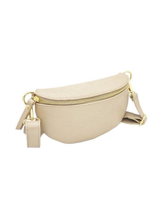 Soleil Chic Sac Banane cuir Demi Lune Beige