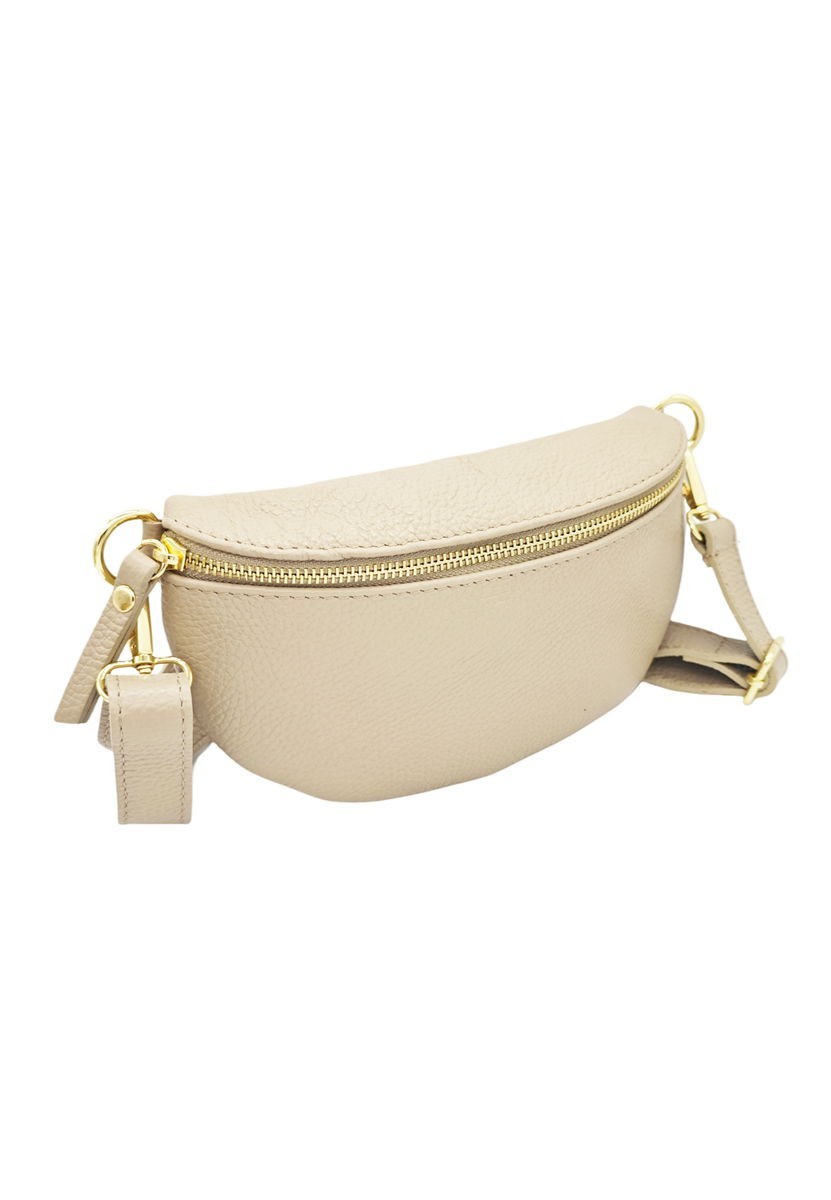 Soleil Chic Sac Banane cuir Demi Lune Beige