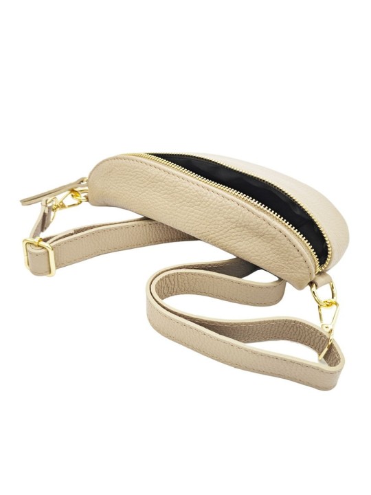 Soleil Chic Sac Banane cuir Demi Lune Beige