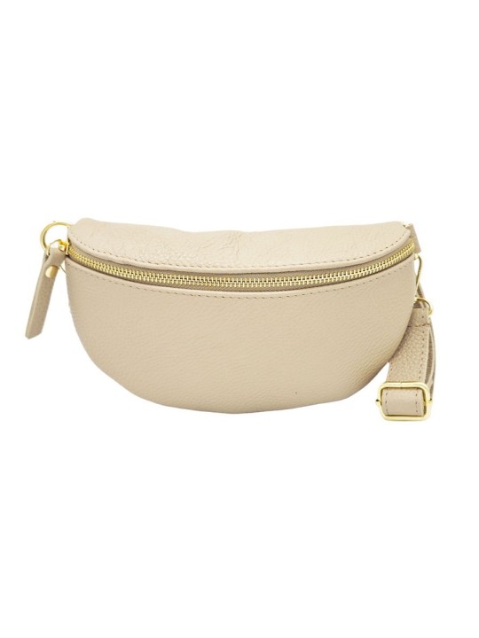 Soleil Chic Sac Banane cuir Demi Lune Beige