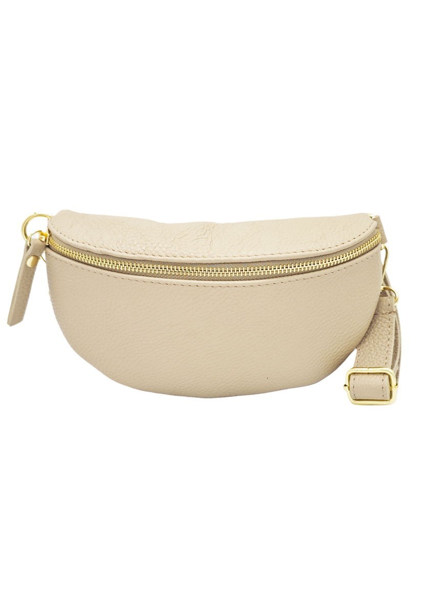 Soleil Chic Sac Banane cuir Demi Lune Beige