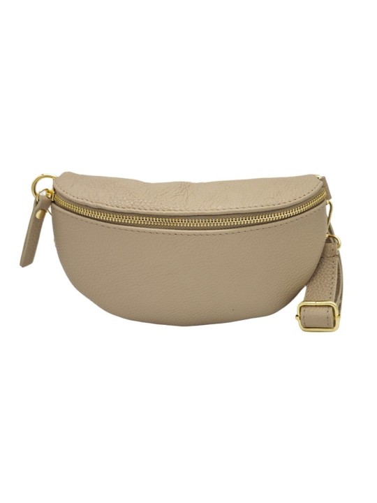 Soleil Chic Sac Banane cuir Demi Lune Taupe