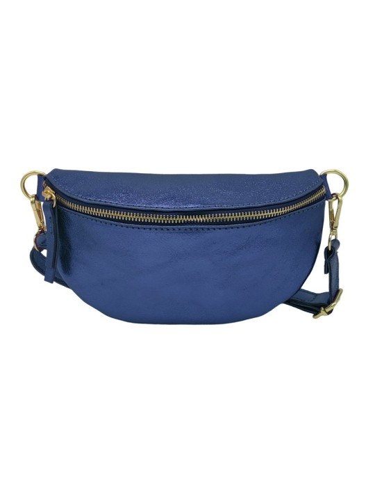 Soleil Chic Sac Banane cuir Demi Lune Bleu Irise