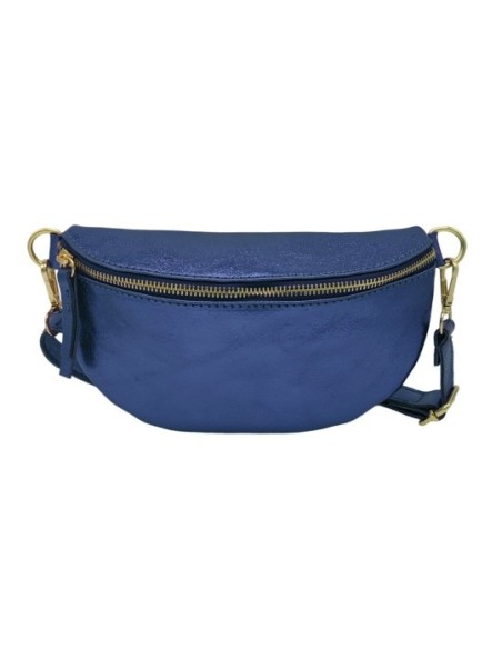 Soleil Chic Sac Banane cuir Demi Lune Bleu Irise