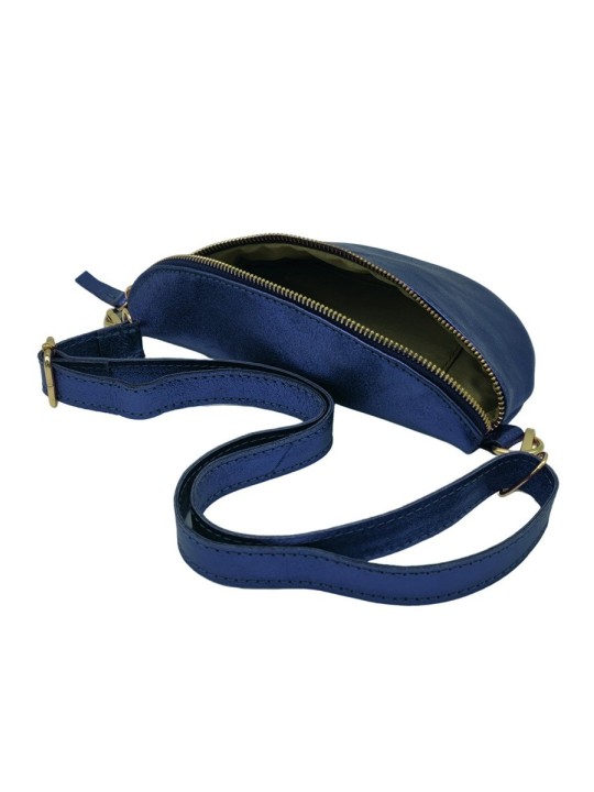 Soleil Chic Sac Banane cuir Demi Lune Bleu Irise