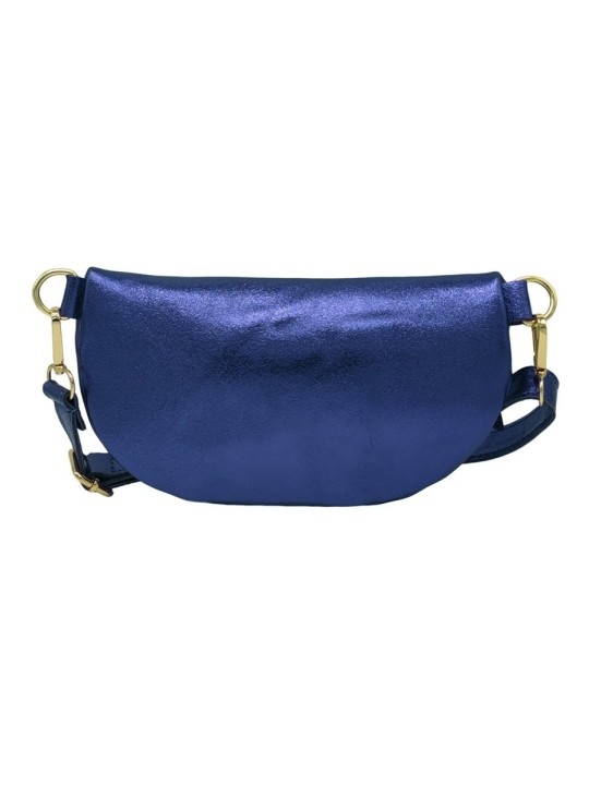 Soleil Chic Sac Banane cuir Demi Lune Bleu Irise