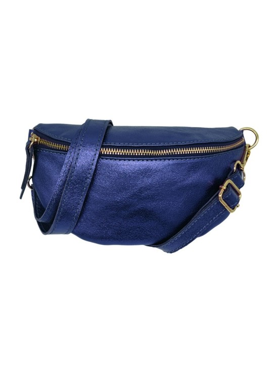Soleil Chic Sac Banane cuir Demi Lune Bleu Irise