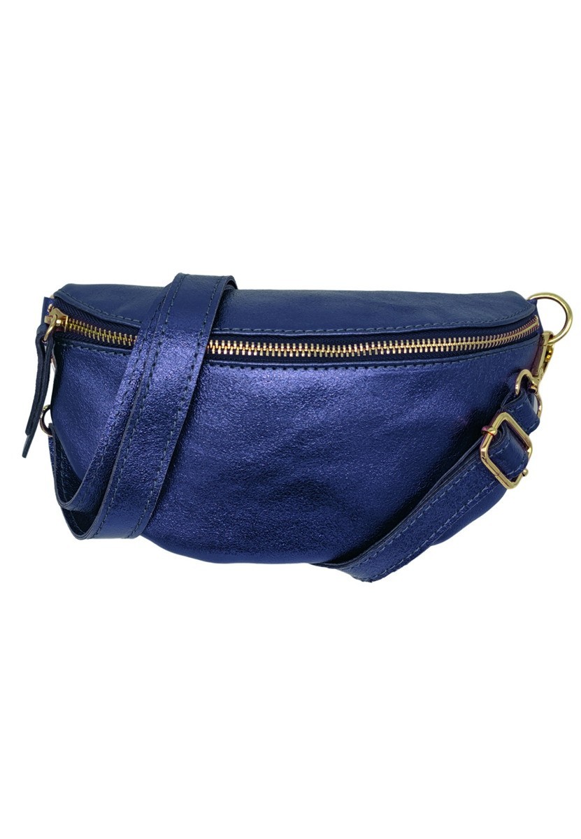 Soleil Chic Sac Banane cuir Demi Lune Bleu Irise