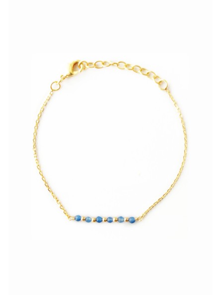 Bracelet plaqué Or avec 6 perles en Apatite Bleu - TheWan