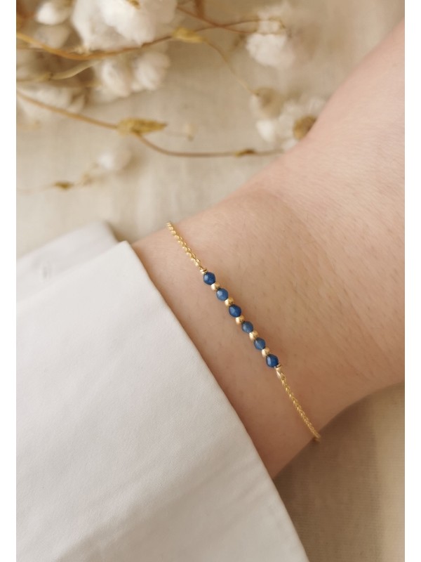 Bracelet plaqué Or avec 6 perles en Apatite Bleu - TheWan