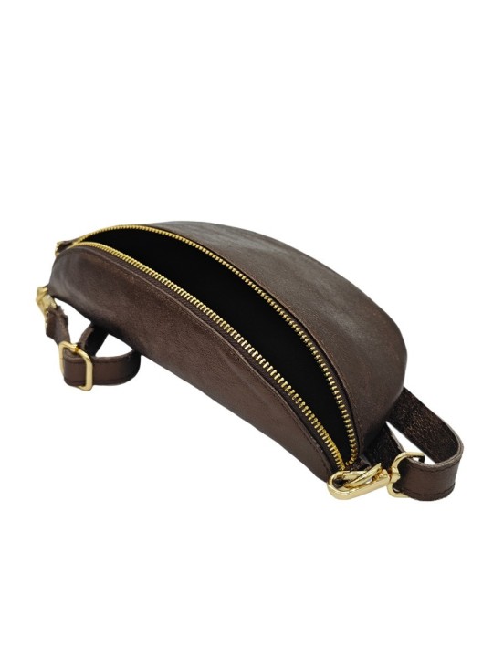 Soleil Chic Sac Banane cuir Demi Lune Marron Irise