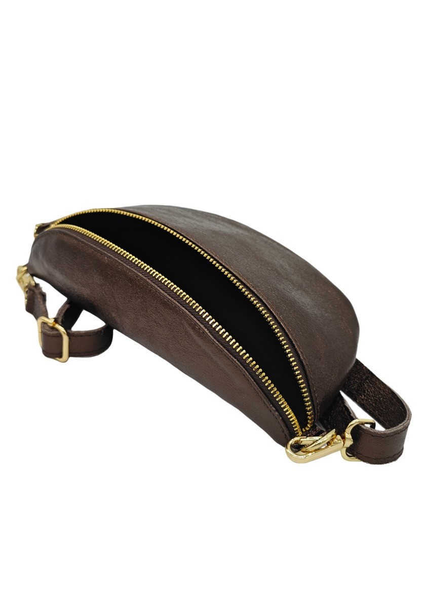Soleil Chic Sac Banane cuir Demi Lune Marron Irise