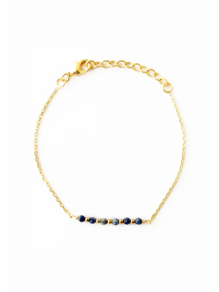 Bracelet plaqué Or avec 6 perles en Lapis Lazuli - TheWan