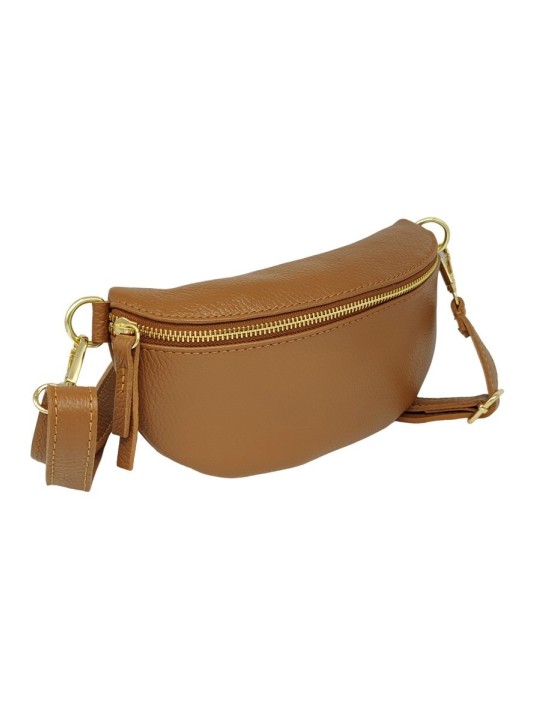Soleil Chic Sac Banane cuir Demi Lune Camel