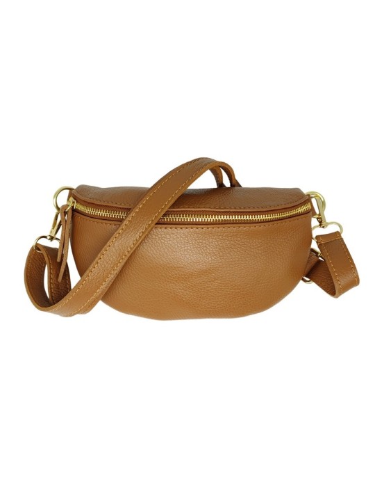 Soleil Chic Sac Banane cuir Demi Lune Camel