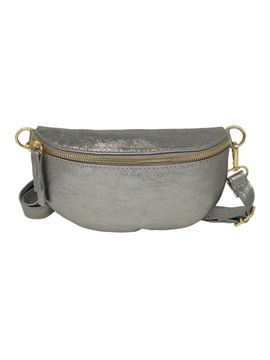 Soleil Chic Sac Banane cuir Demi Lune Argent