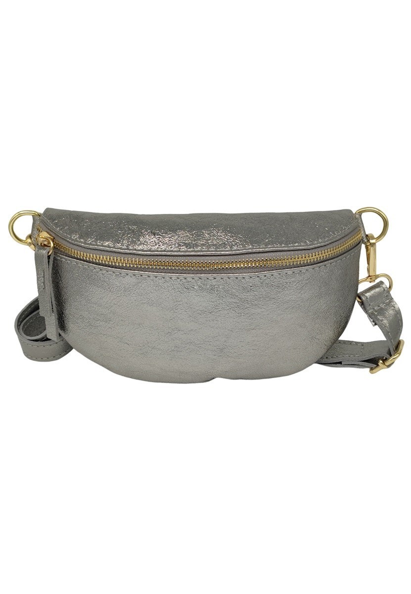 Soleil Chic Sac Banane cuir Demi Lune Argent