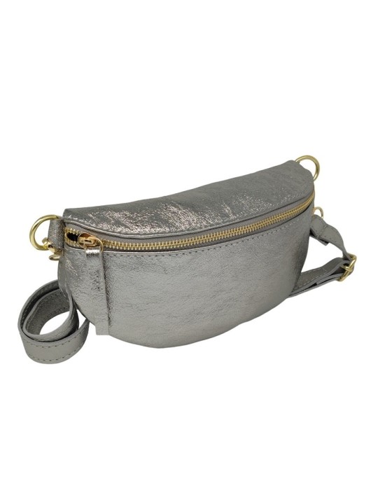 Soleil Chic Sac Banane cuir Demi Lune Argent
