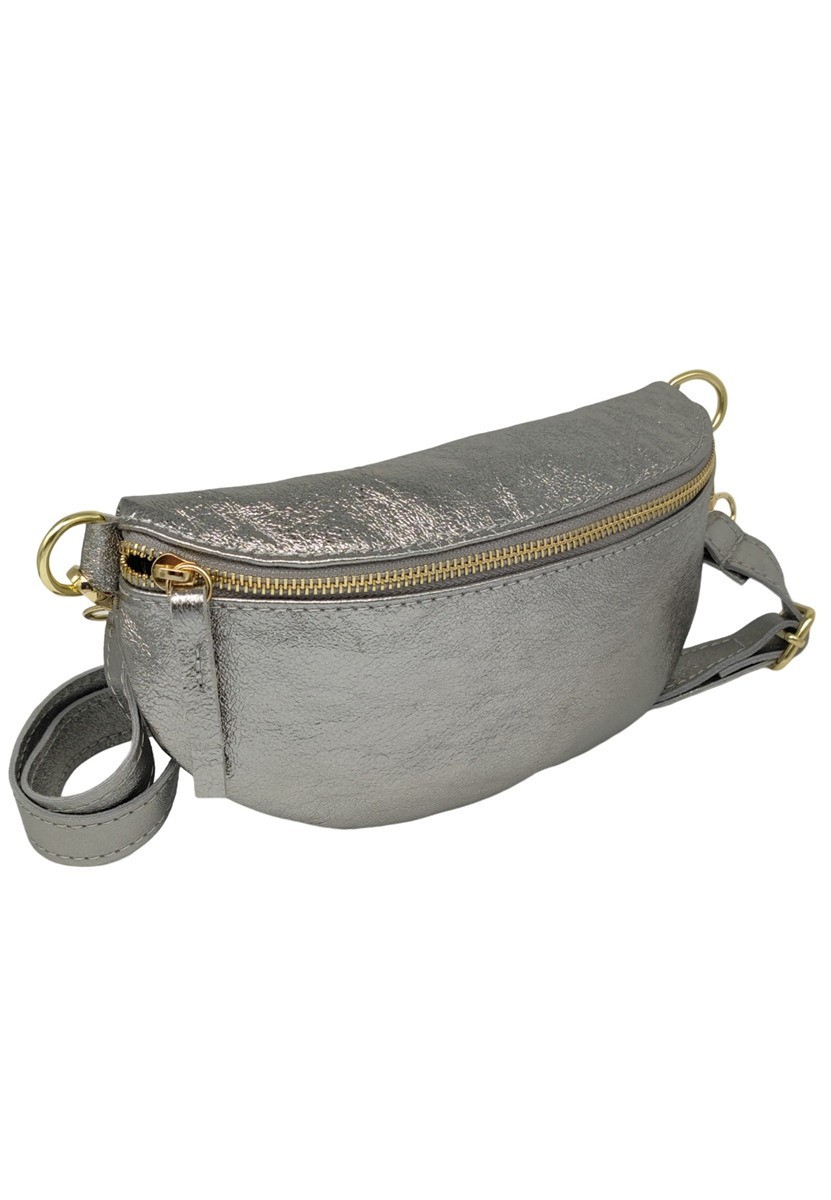 Soleil Chic Sac Banane cuir Demi Lune Argent