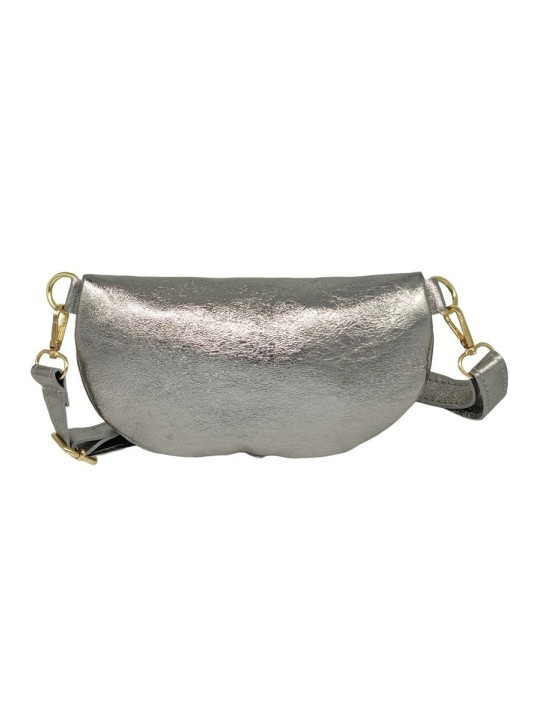 Soleil Chic Sac Banane cuir Demi Lune Argent