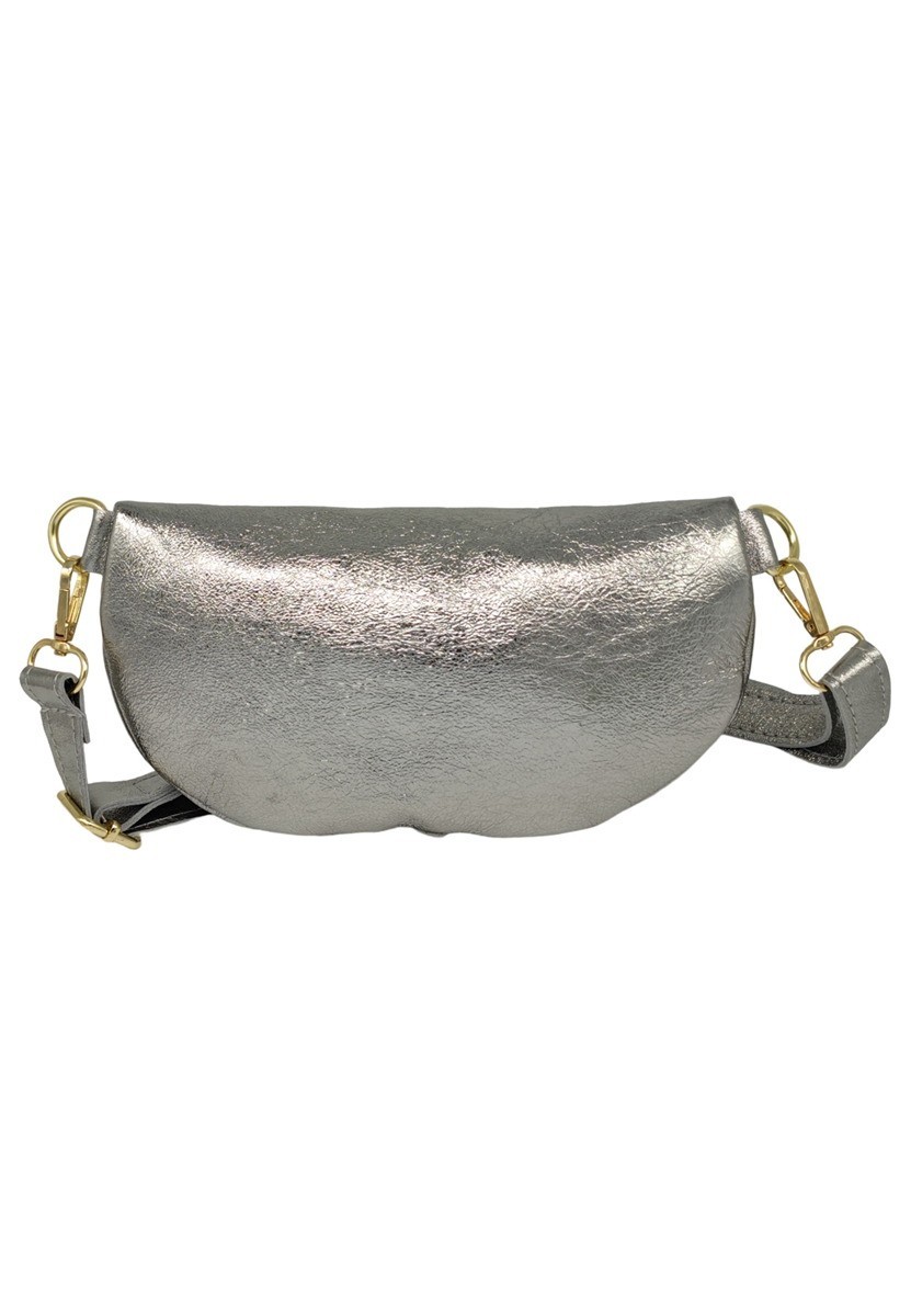 Soleil Chic Sac Banane cuir Demi Lune Argent