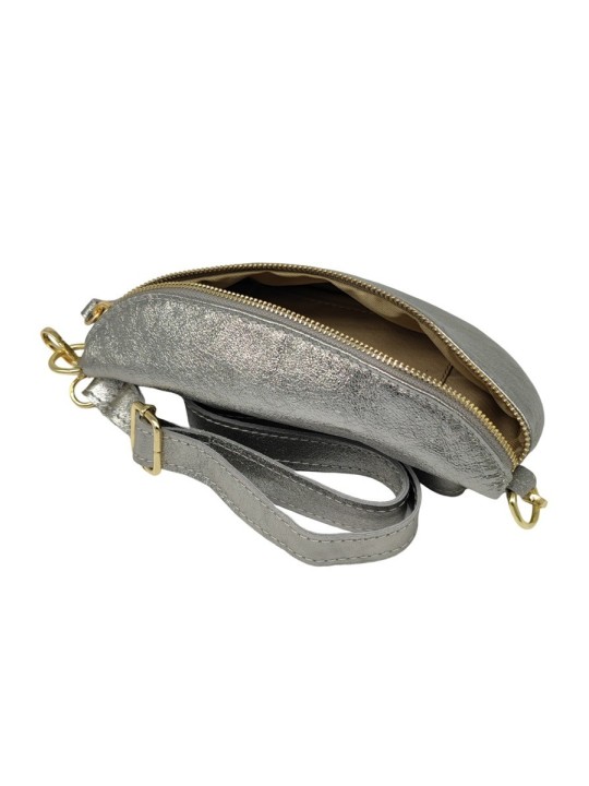 Soleil Chic Sac Banane cuir Demi Lune Argent