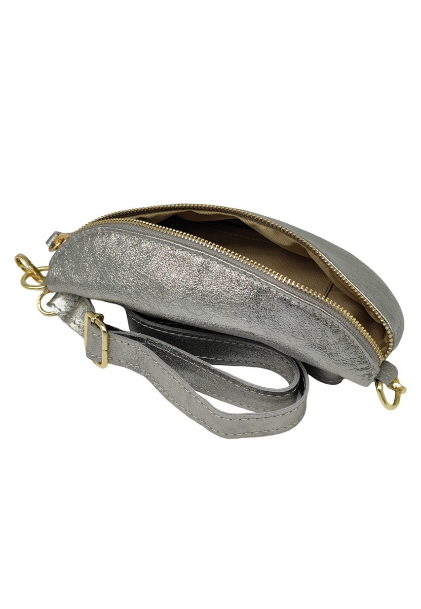 Soleil Chic Sac Banane cuir Demi Lune Argent