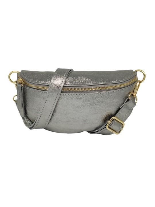 Soleil Chic Sac Banane cuir Demi Lune Argent