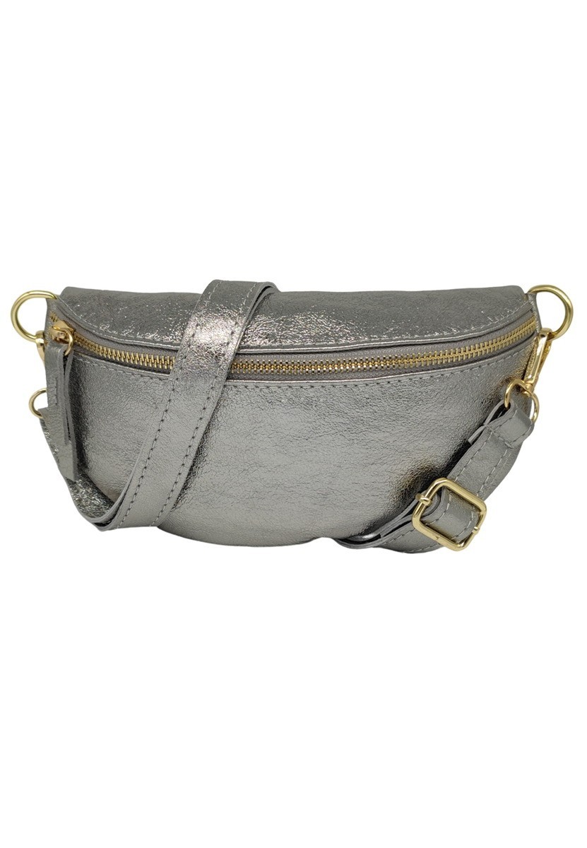 Soleil Chic Sac Banane cuir Demi Lune Argent