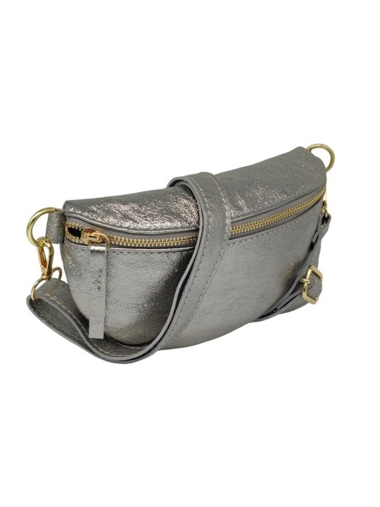 Soleil Chic Sac Banane cuir Demi Lune Argent