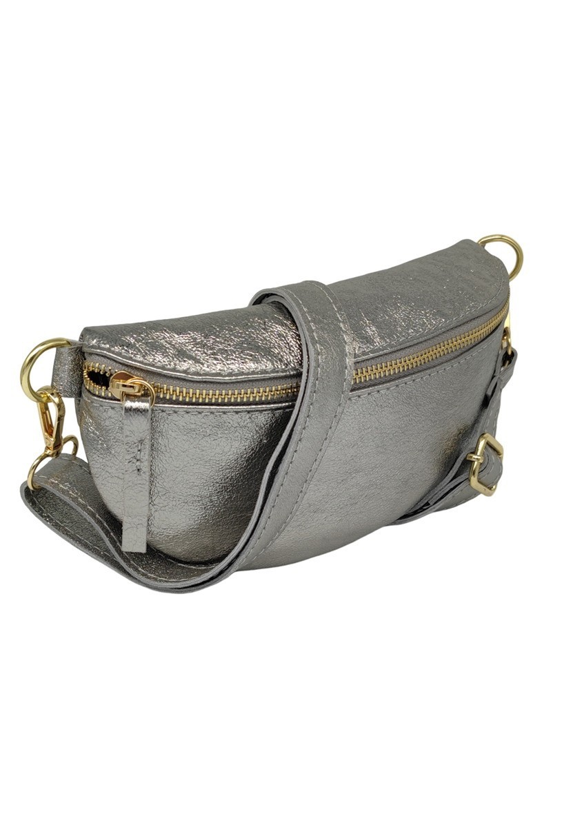 Soleil Chic Sac Banane cuir Demi Lune Argent