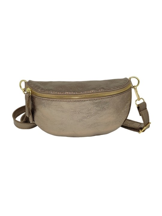Soleil Chic Sac Banane cuir Demi Lune Champagne Irise