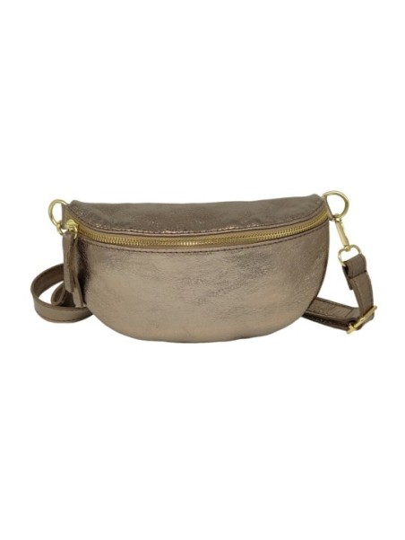 Soleil Chic Sac Banane cuir Demi Lune Champagne Irise