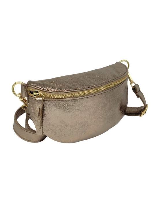 Soleil Chic Sac Banane cuir Demi Lune Champagne Irise